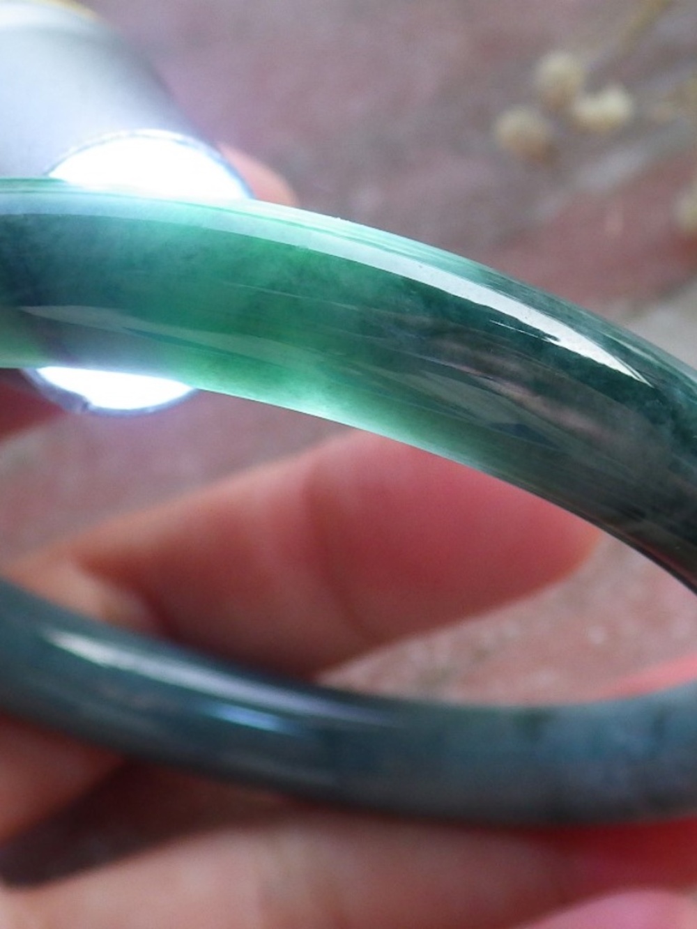 55mm Certified Hand Carved Natural Burma A JADE Circle Jadeite Bangle Bracelet